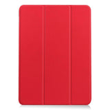 EIDERWOOD iPad Air 11-10.9" (2026-2020) Tri-fold Skinn Flip Deksel med Stylus Pen Holder - Rød