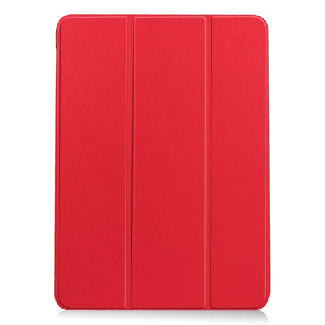 EIDERWOOD iPad Air 11-10.9" (2026-2020) Tri-fold Skinn Flip Deksel med Stylus Pen Holder - Rød
