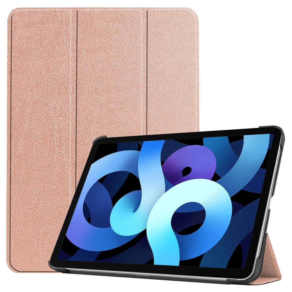 EIDERWOOD iPad Air 11-10.9" (2026-2020) Tri-fold Skinn Flip Deksel med Stylus Pen Holder - Rose Gold