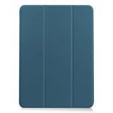 EIDERWOOD iPad Air 11-10.9" (2026-2020) Tri-fold Skinn Flip Deksel med Stylus Pen Holder - Blå/Grøn