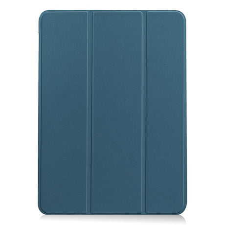 EIDERWOOD iPad Air 11-10.9" (2026-2020) Tri-fold Skinn Flip Deksel med Stylus Pen Holder - Blå/Grøn