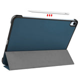 EIDERWOOD iPad Air 11-10.9" (2026-2020) Tri-fold Skinn Flip Deksel med Stylus Pen Holder - Blå/Grøn
