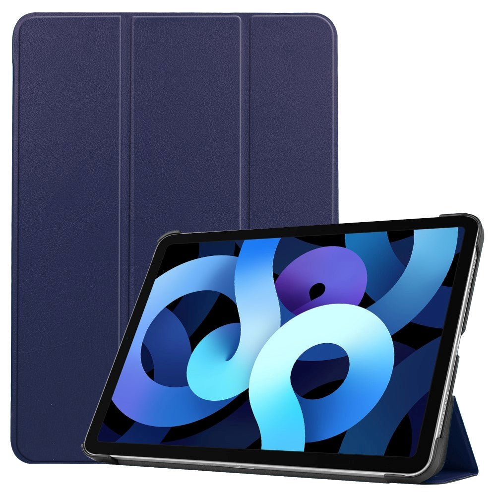 EIDERWOOD iPad Air 11-10.9" (2026-2020) Tri-fold Skinn Flip Deksel med Stylus Pen Holder - Mørke Blå
