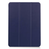 EIDERWOOD iPad Air 11-10.9" (2026-2020) Tri-fold Skinn Flip Deksel med Stylus Pen Holder - Mørke Blå