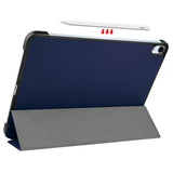 EIDERWOOD iPad Air 11-10.9" (2026-2020) Tri-fold Skinn Flip Deksel med Stylus Pen Holder - Mørke Blå