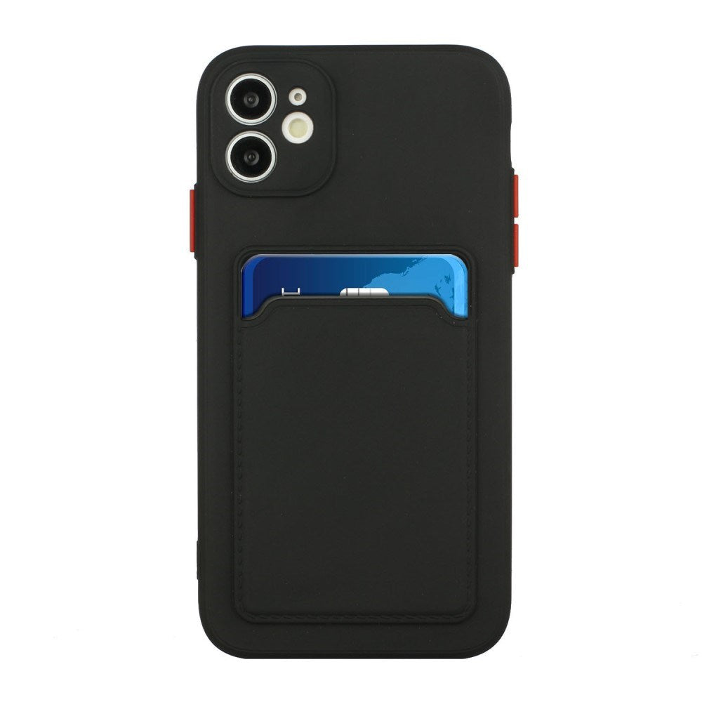 EIDERWOOD iPhone 12 Mini Fleksibelt Plast Deksel m. Kortholder - Svart