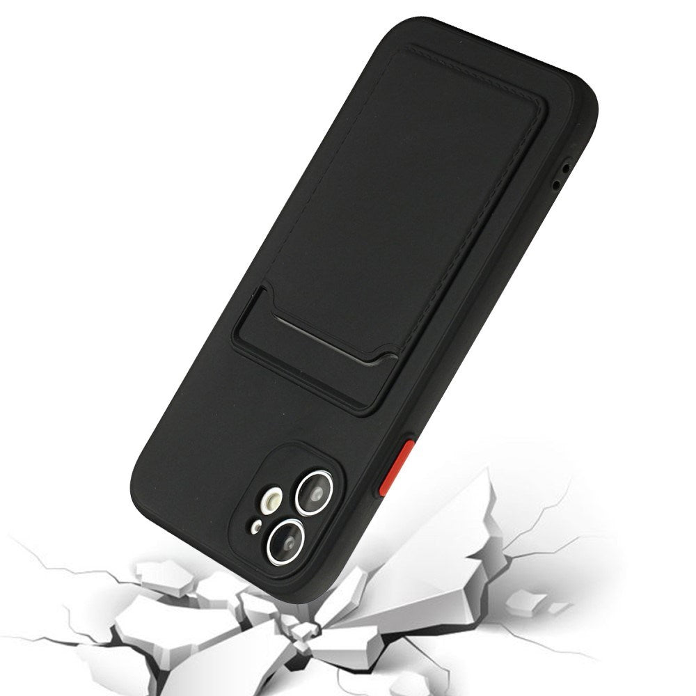 EIDERWOOD iPhone 12 Mini Fleksibelt Plast Deksel m. Kortholder - Svart