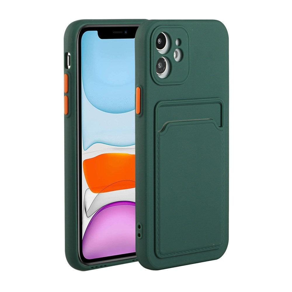EIDERWOOD iPhone 12 Mini Fleksibelt Plast Deksel m. Kortholder - Grønn