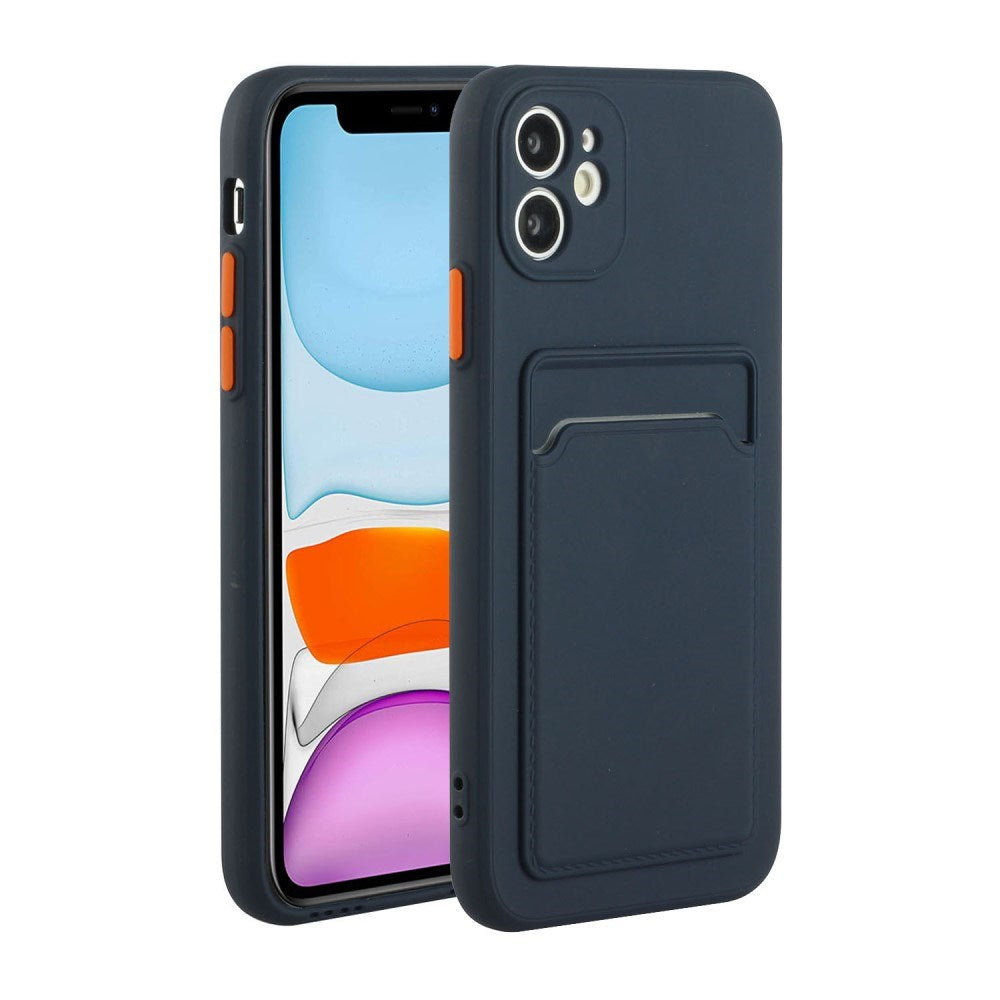 EIDERWOOD iPhone 12 Mini Fleksibelt Plast Deksel m. Kortholder - Mørk Blå