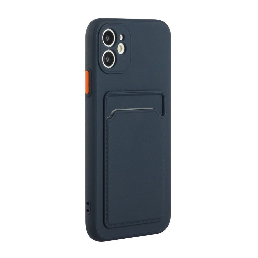 EIDERWOOD iPhone 12 Mini Fleksibelt Plast Deksel m. Kortholder - Mørk Blå