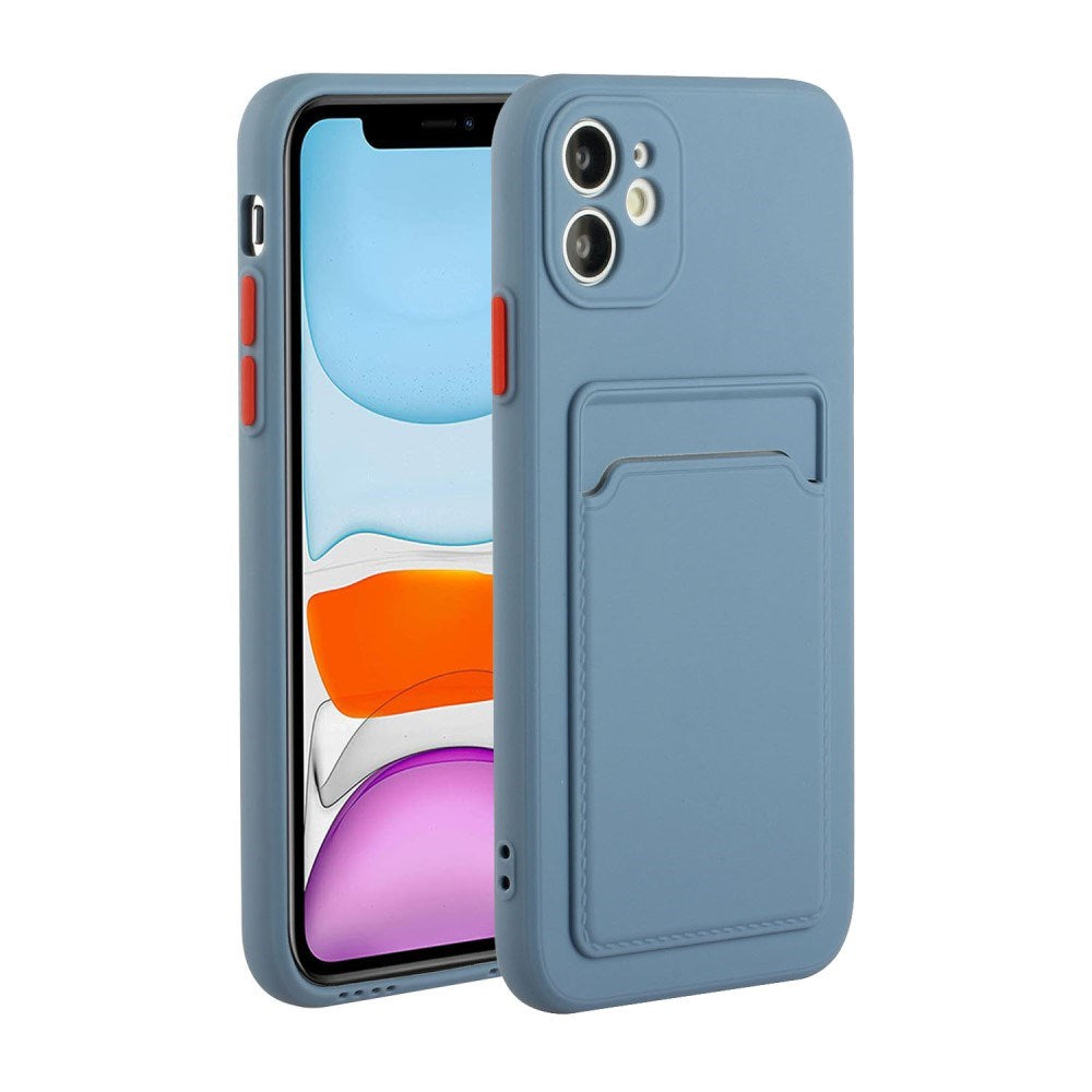 EIDERWOOD iPhone 12 Mini Fleksibelt Plast Deksel m. Kortholder - Blå