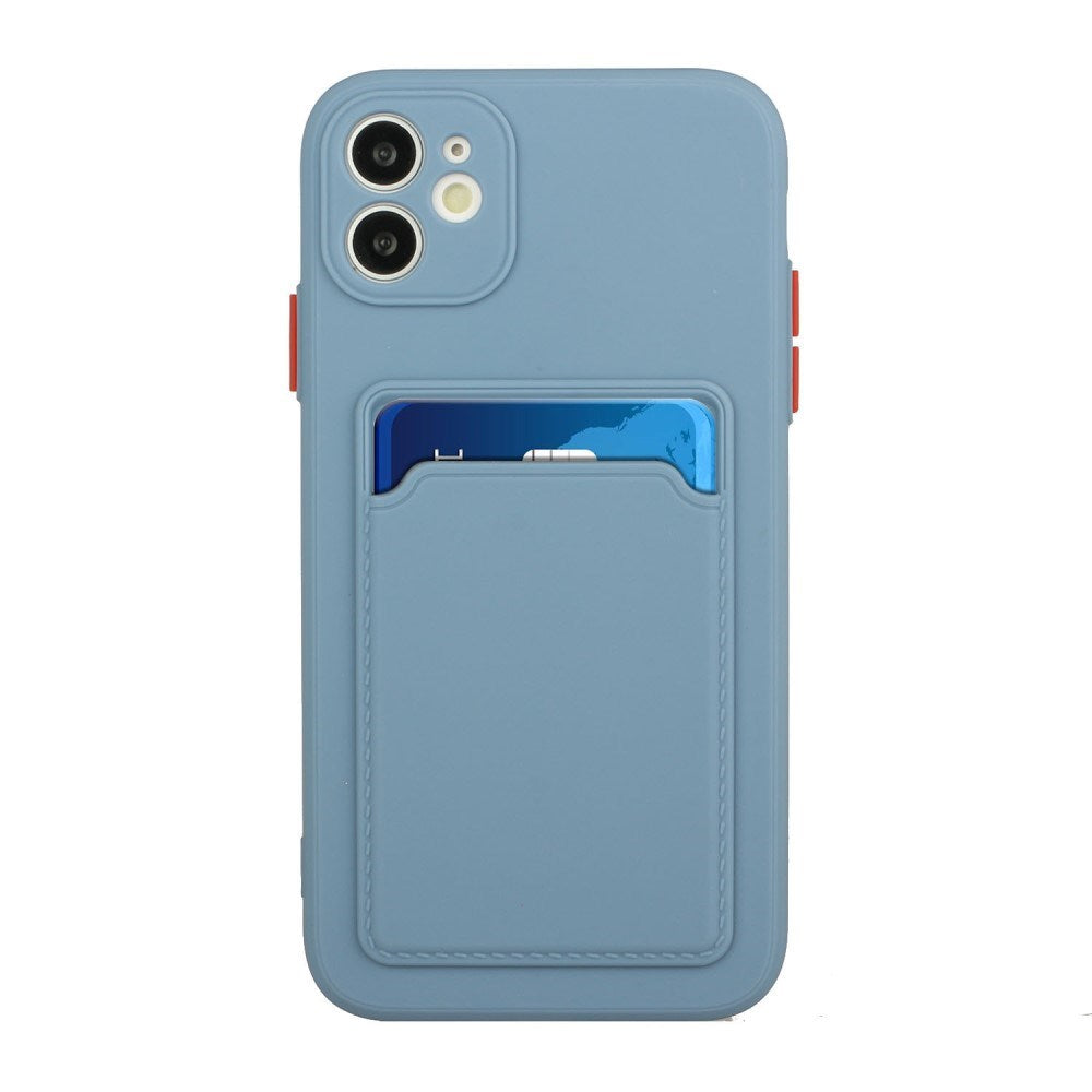 EIDERWOOD iPhone 12 Mini Fleksibelt Plast Deksel m. Kortholder - Blå