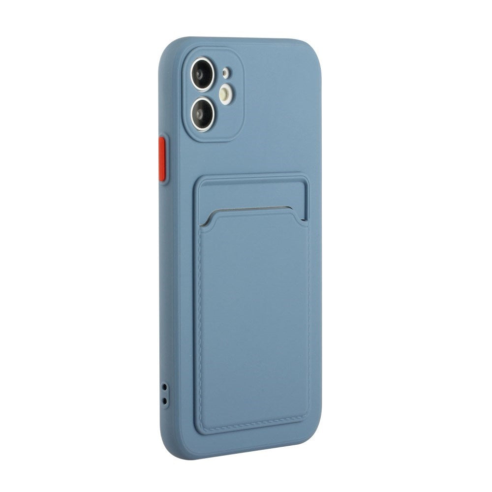 EIDERWOOD iPhone 12 Mini Fleksibelt Plast Deksel m. Kortholder - Blå
