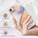 iPhone SE (2022 / 2020) / 8 / 7 Hybrid Plast Bakdeksel - Melkeveismarmor - Rosa