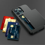 iPhone 13 Pro Drop Proof Deksel m. Lommebok - Svart