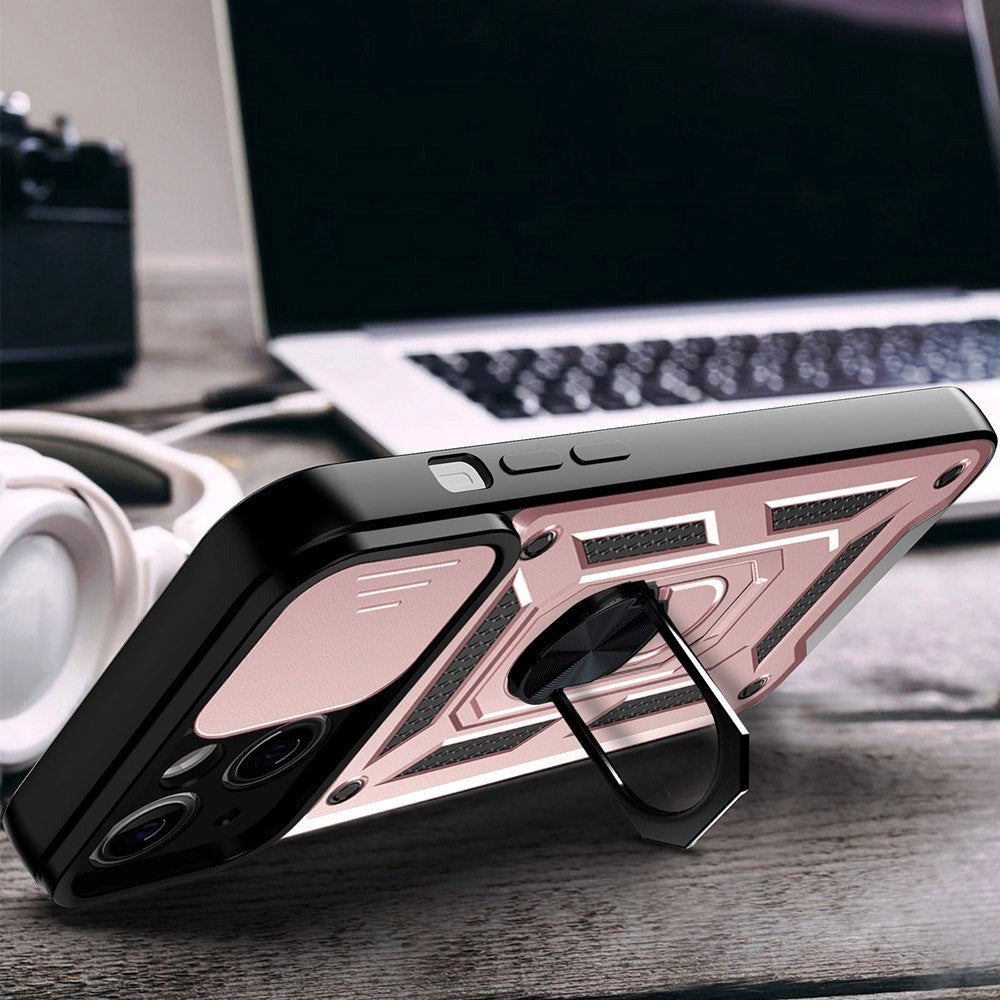 iPhone 13 Bakdeksel med Magnetisk Kickstand Og Cam Slider - Rose Gold