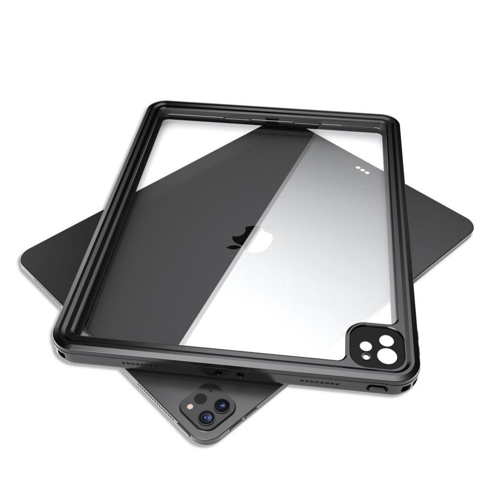 iPad Pro 12.9" (2022 / 2021 / 2020 / 2018) Vanntett Deksel med Innebygd Skjermbeskytter - Gjennomsiktig / Svart