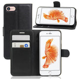 iPhone SE (2022/2020)/8/7 PU skinn Flipdeksel m. Kortholder - Svart