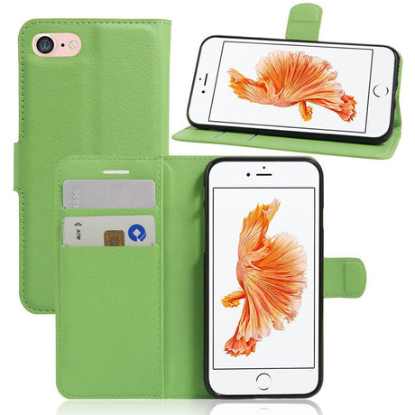 iPhone SE (2022/2020)/8/7 PU skinn Flipdeksel m. Kortholder - Grønn