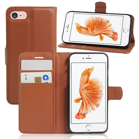 iPhone SE (2022/2020)/8/7 PU skinn Flipdeksel m. Kortholder - Brun