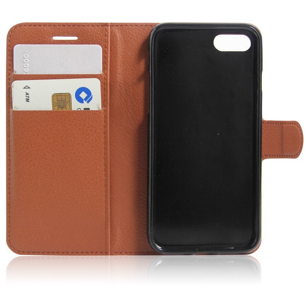 iPhone SE (2022/2020)/8/7 PU skinn Flipdeksel m. Kortholder - Brun