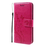 iPhone SE (2022/2020)/8/7 Sommerfugle Skinndeksel med Lommebok Pink