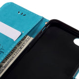 iPhone SE (2022/2020)/8/7 Sommerfugle Skinndeksel med Lommebok - Blå
