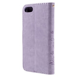 iPhone SE (2022/2020)/8/7 Sommerfugle Skinndeksel med Lommebok Lilla