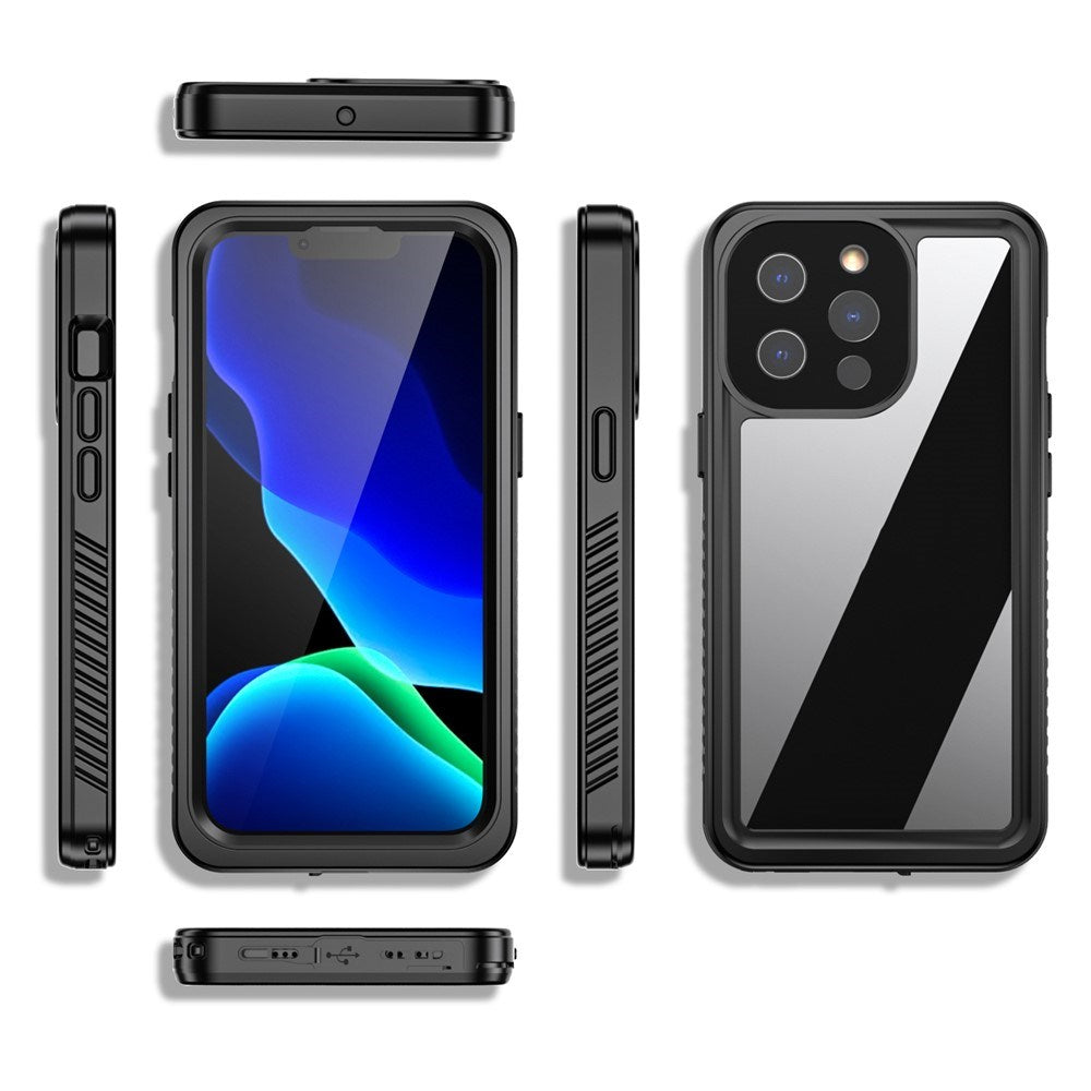 iPhone 13 Pro IP68 Støv- & Vanntett Deksel - Gjennomsiktig / Svart