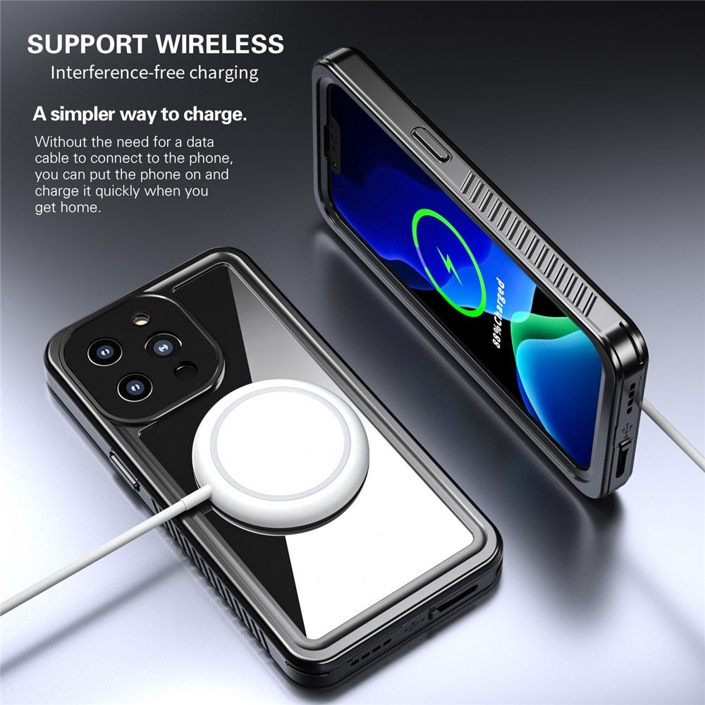 iPhone 13 Pro IP68 Støv- & Vanntett Deksel - Gjennomsiktig / Svart