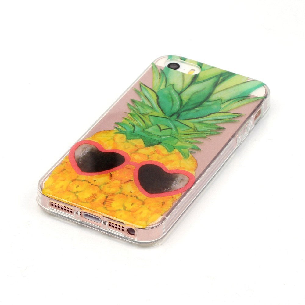 EIDERWOOD iPhone SE / 5 / 5s Fleksibelt Plast Deksel m. Trykk - Ananas