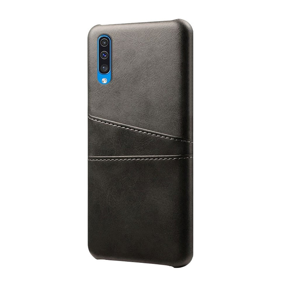 EIDERWOOD Samsung Galaxy A30s / A50 Kunstskinnbelagt Plast Deksel med Kortholder - Svart