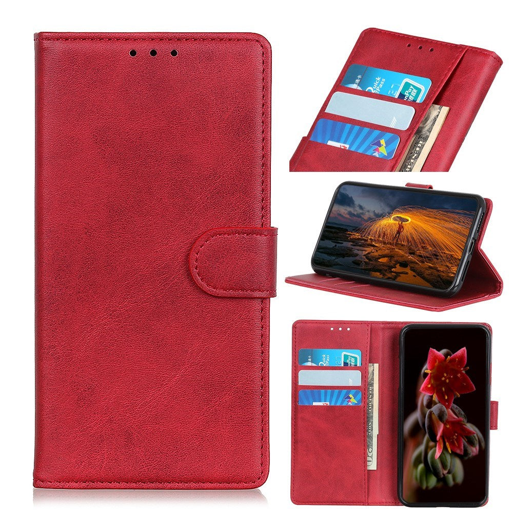 EIDERWOOD Samsung Galaxy A30s / A50 Kunstskinn Flip Deksel m. Kortholder & Ståfunksjon - Rød