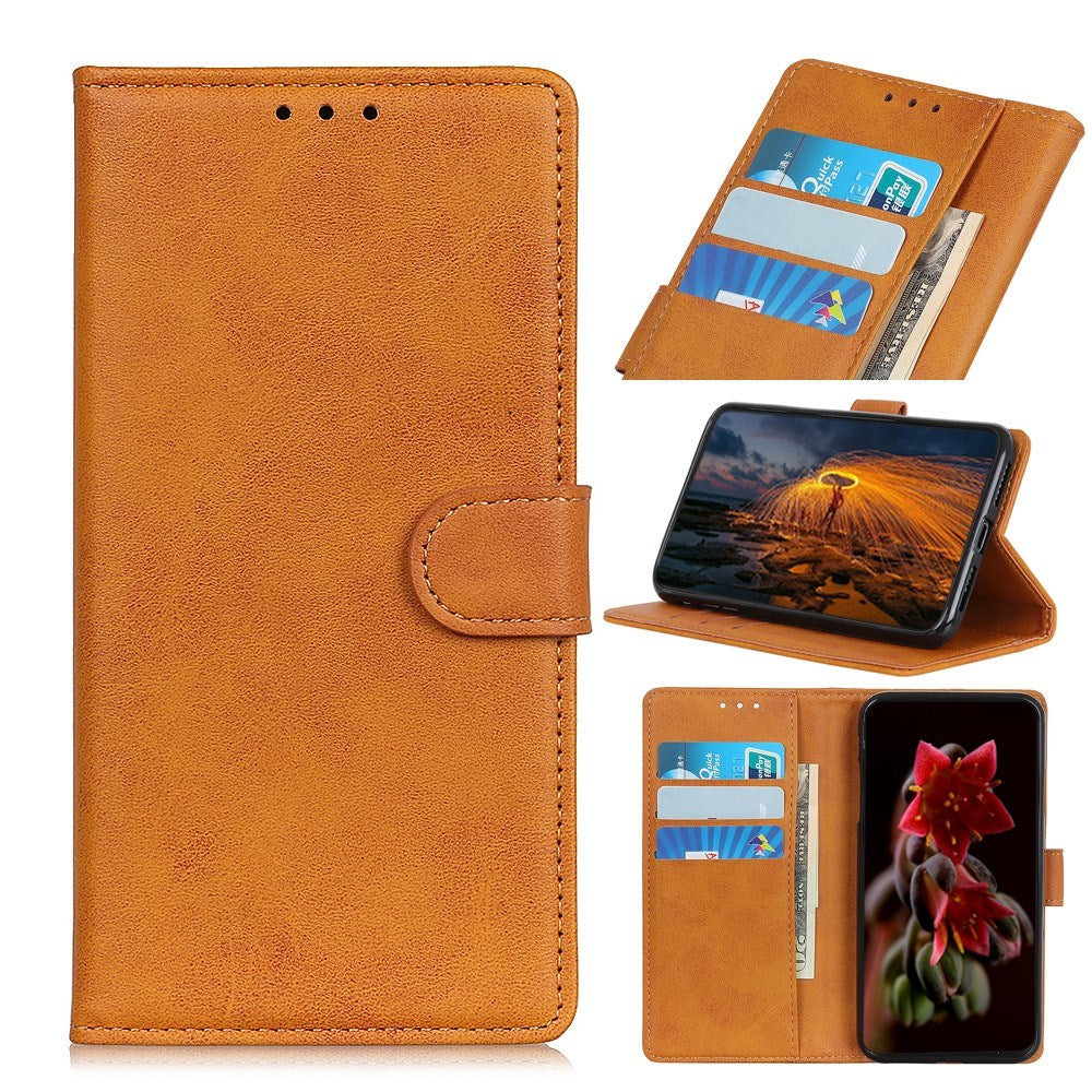 EIDERWOOD Samsung Galaxy A30s / A50 Kunstskinn Flip Deksel m. Kortholder & Ståfunksjon - Brun