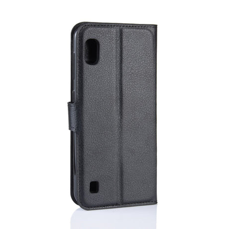 EIDERWOOD Samsung Galaxy A10 Litchi Kunstskin Deksel med Lommebok - Svart