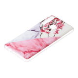 Samsung Galaxy A21 Fleksibel Plast Bakdeksel med Marmor Print - Rosa Marmor / Blomster
