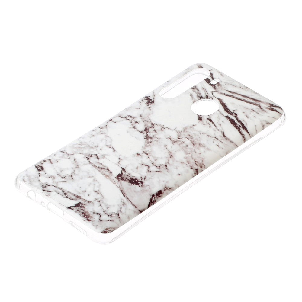 Samsung Galaxy A21 Fleksibel Plast Bakdeksel med Marmor Print - Hvit Marmor