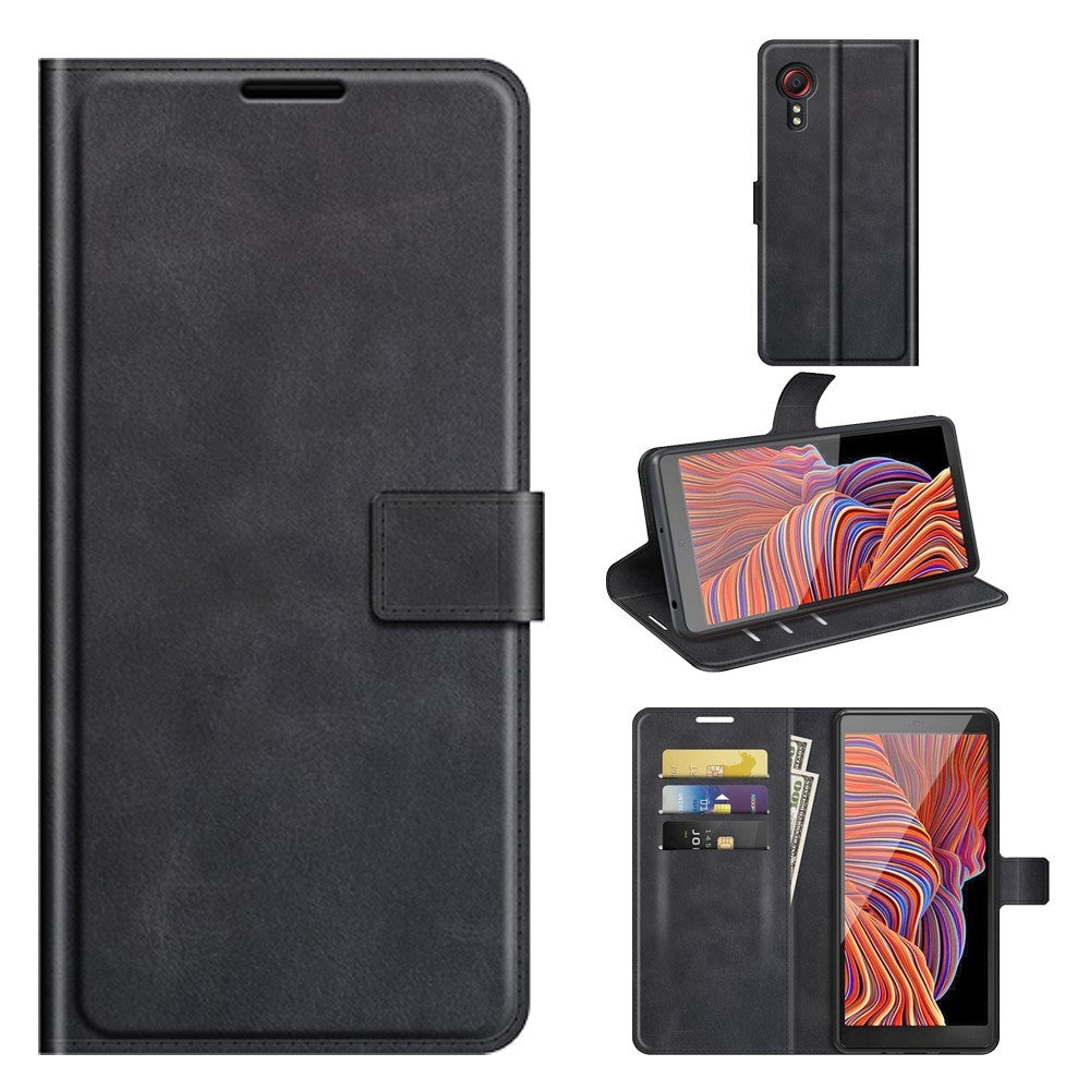 EIDERWOOD Samsung Galaxy Xcover 5 Kunstskinn Flip Deksel m. Kortholder & Ståfunksjon - Svart