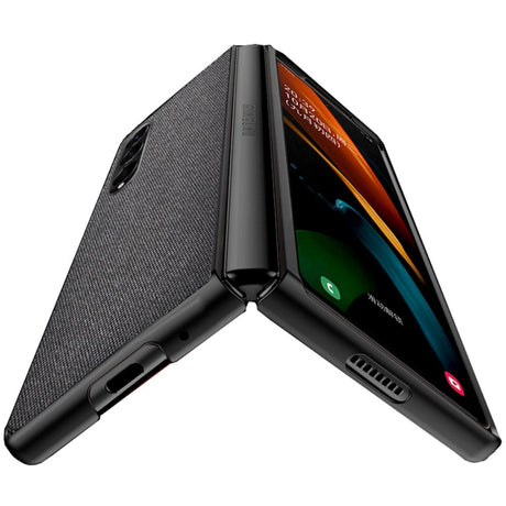 Samsung Galaxy Z Fold3 5G karbonfiber Kunstlær Bakdeksel - Svart
