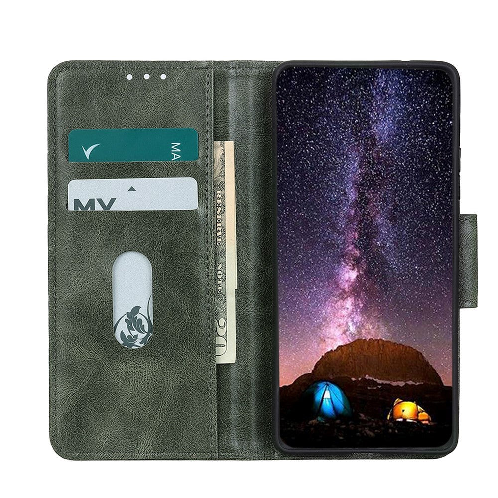 Samsung Galaxy S22 Vintage Texture Skinn Flip Deksel med Lommebok - Grønn