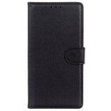 Samsung Galaxy S22 Ultra PU Litchi Skin Flip Deksel med Lommebok - Svart