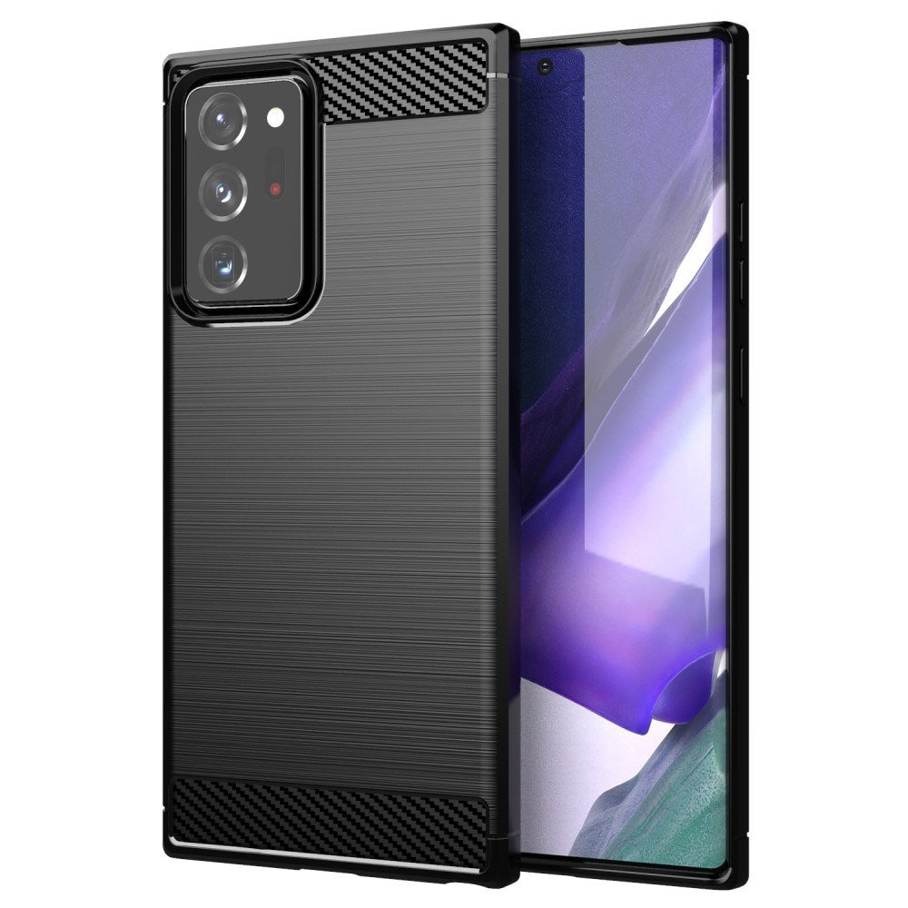 EIDERWOOD Samsung Galaxy Note 20 Ultra Brushed Carbon Fiber Fleksibelt Plast Deksel - Svart