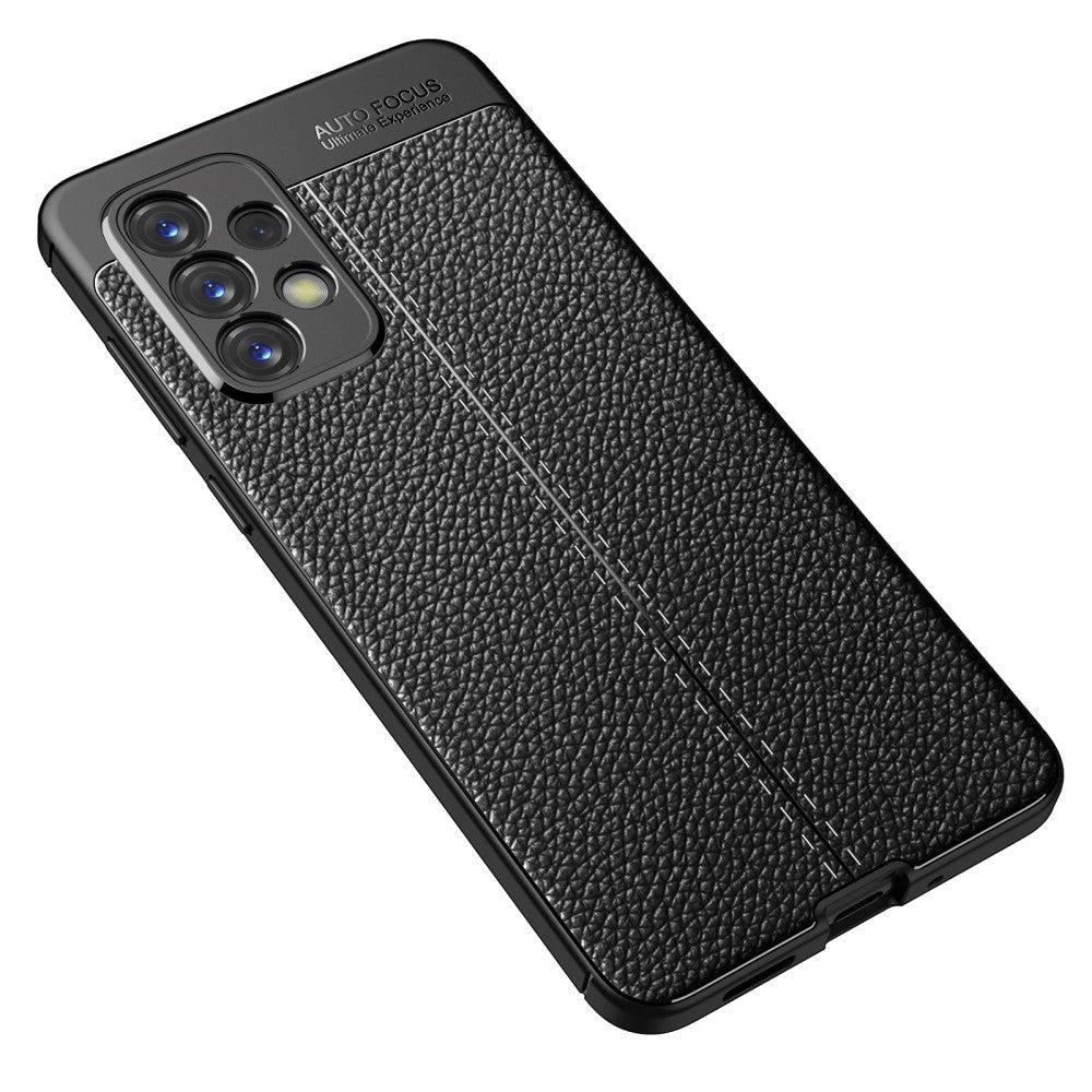 Samsung Galaxy A73 (5G) Fleksibelt Plast Deksel Litchi Tekstur - Svart