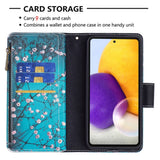 Samsung Galaxy A73 (5G) PU Skinn Flip Deksel Med Lommebok - Tre Med Blomster