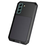 Samsung Galaxy S21 FE (5G) Metall Silikon Hybrid Håndverker Deksel med Skjermbeskytter - Svart