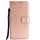 Huawei P30 Lite Skinn Flip Deksel med Lommebok - Mandala Mønster Rose Gull