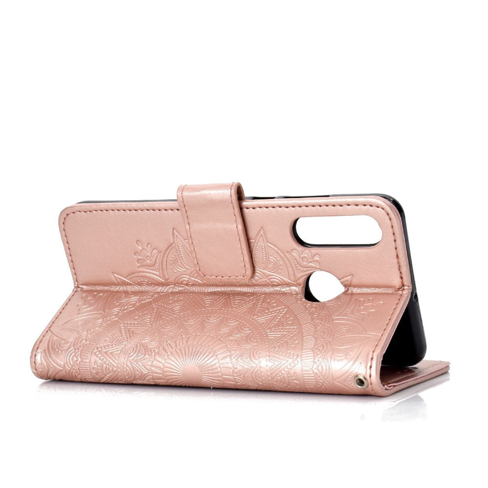 Huawei P30 Lite Skinn Flip Deksel med Lommebok - Mandala Mønster Rose Gull