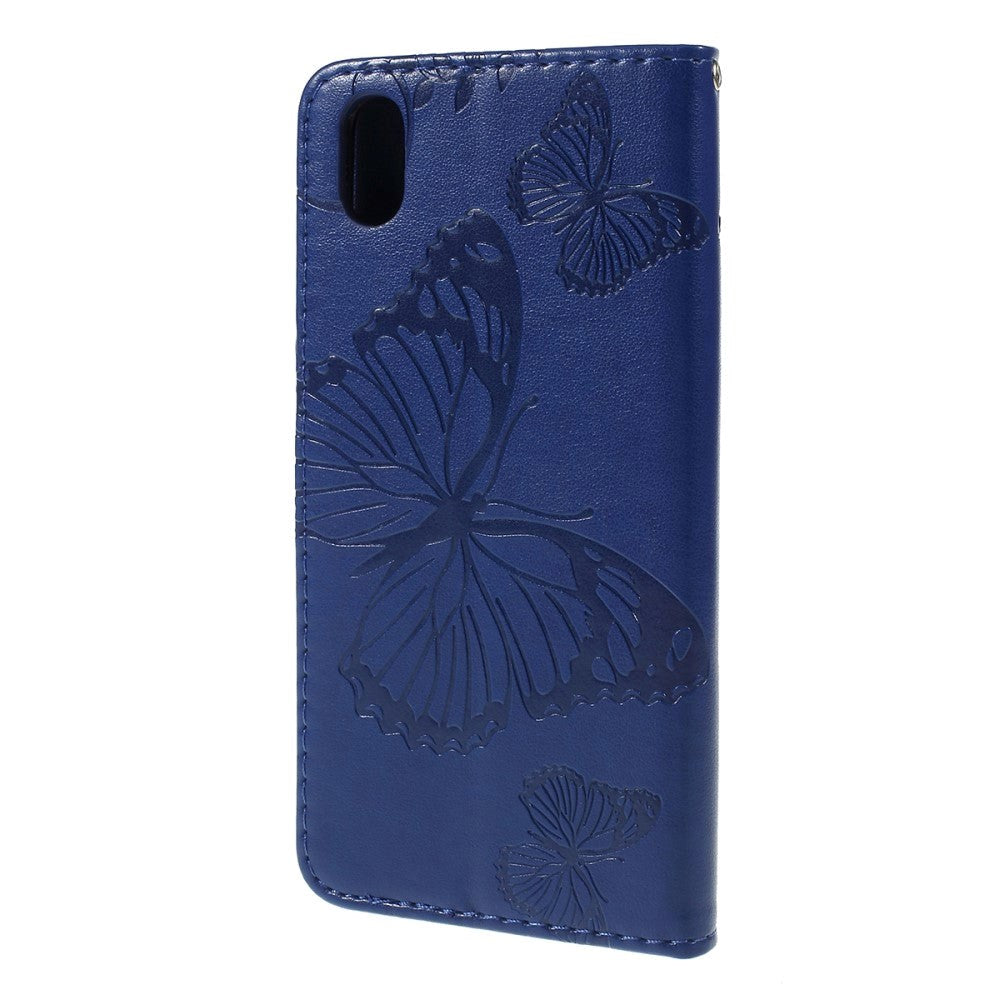 Huawei Y5 (2019) Skinndeksel med Lommebok - Blå Sommerfugl