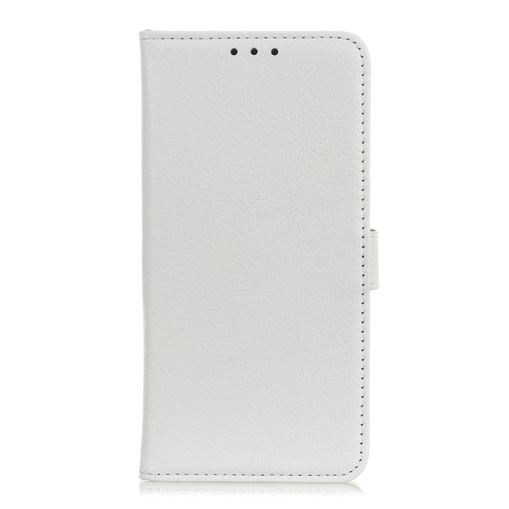 Huawei P40 Lite E Litchi Skin Flip Deksel m. Lommebok - Hvit
