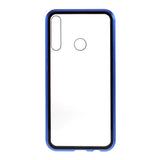 Huawei P40 Lite E Magnetisk Deksel med Privacy, Glass Bak og Forside - Svart / Blå